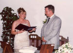 Caroline and Stephen taking their vows in Limassol, Cyprus 