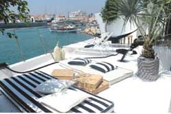 Relax on board our bespoke wedding reception catamaran in Cyprus