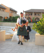 Bagpipes to lead you up the aisle for your wedding in Cyprus - the piper plays