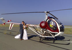 A helicopter ride for your wedding in Cyprus - these guys loved every minute of it.