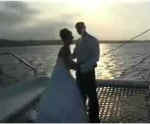 The happy couple watch the sunset together on a day they will never forget in Cyprus. The day they were married.